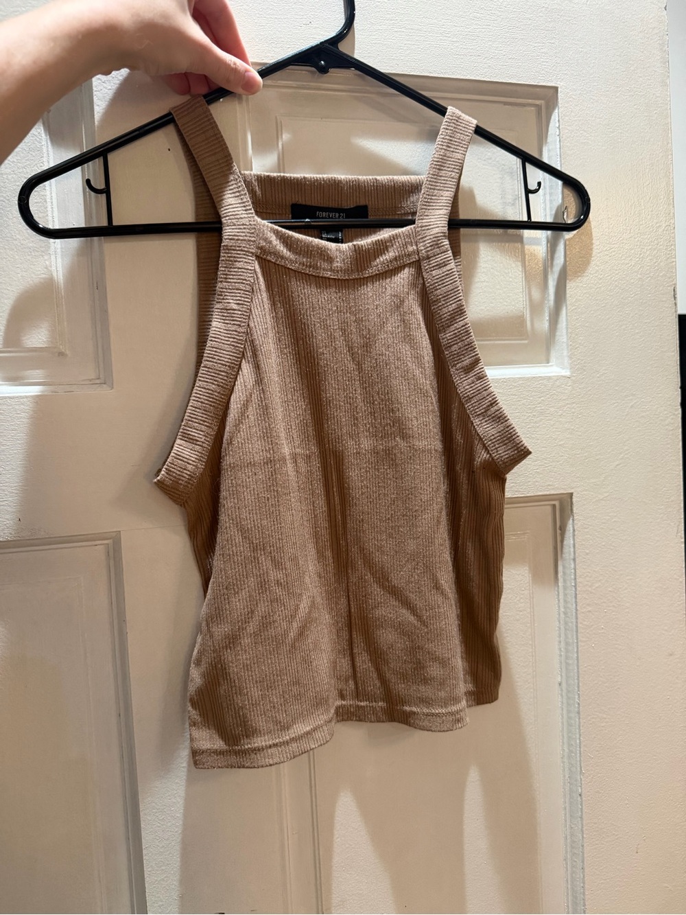 Forever 21 Ribbed Square-Neck Tank Top in Light Brown